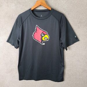 BSN Sports Shirt Mens Large Black Louisville Cardinals Crew Neck Poly Casual